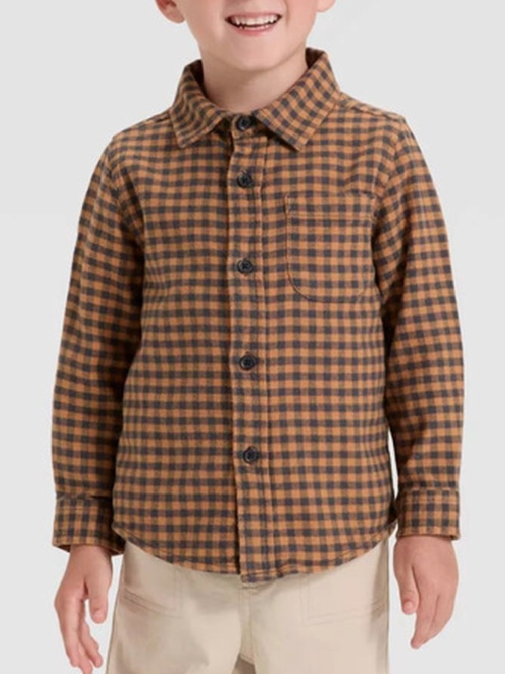 CAT & JACK Tan and Black Button Down Shirt